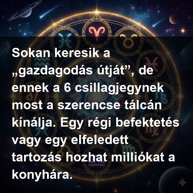 Sokan keresik a „gazdagodás útját”, de ennek a 6 csillagjegynek most a szerencse tálcán kínálja. Egy régi befektetés vagy egy elfeledett tartozás hozhat milliókat a konyhára.