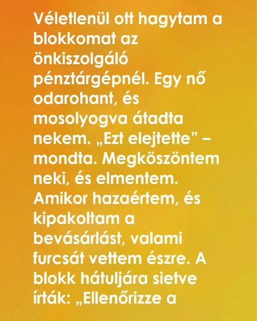 Egy uzenet a blokk hatuljan megmentett