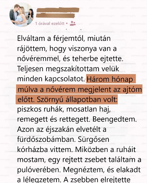 Gyűlöltem a nővéremet, amiért tönkretette a házasságomat… Egészen addig az éjszakáig, amikor elveszítette a babát