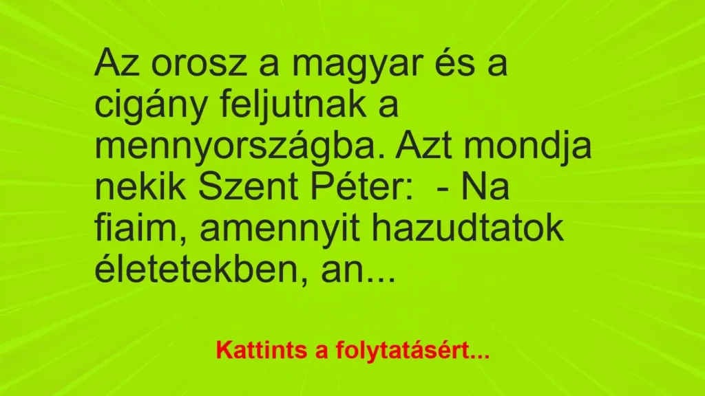 vicc az orosz a magyar cigany feljutnak a mennyorszagba